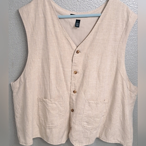 Perry Ellis Other - Perry Ellis 100% Linen Button Up Vest    Size 3X
